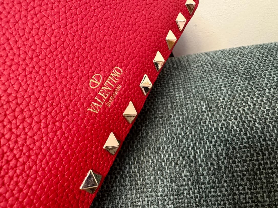 Valentino Garavani Mini Rockstud crossbody bag in Red Grained Calfskin High