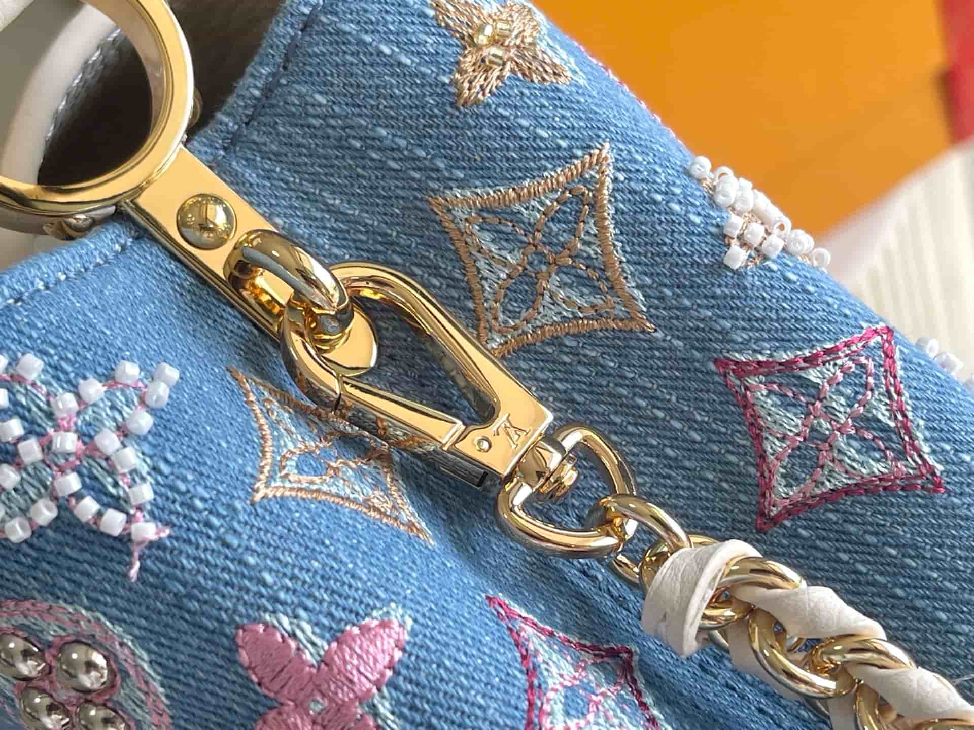 Louis Vuitton Capucines Mini Cowhide-leather trim Denim Blue/Cream M12947 TOP