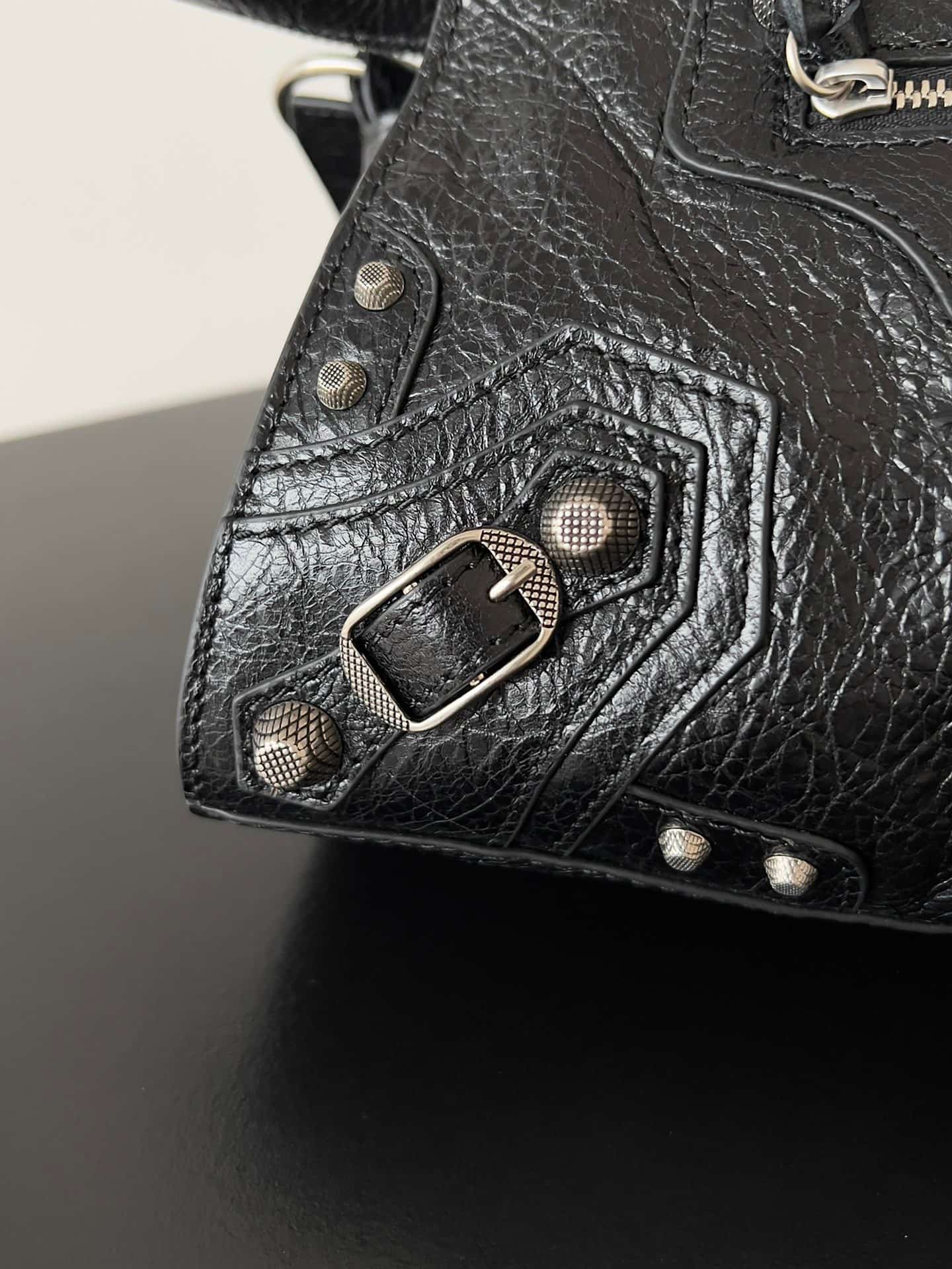Balenciaga Small Neo Cagole City bag in black lambskin leather High