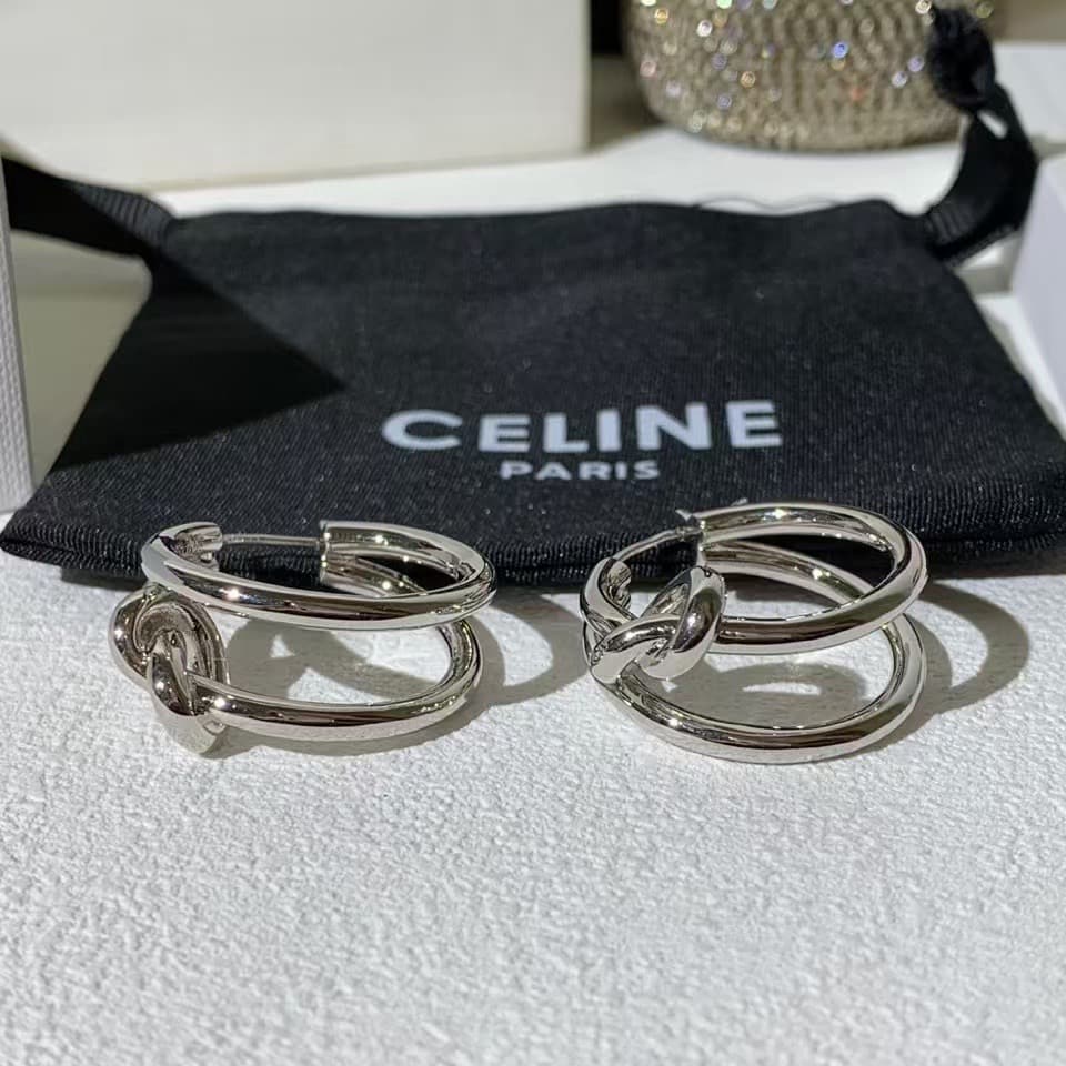 Celine Knot Double Hoops High
