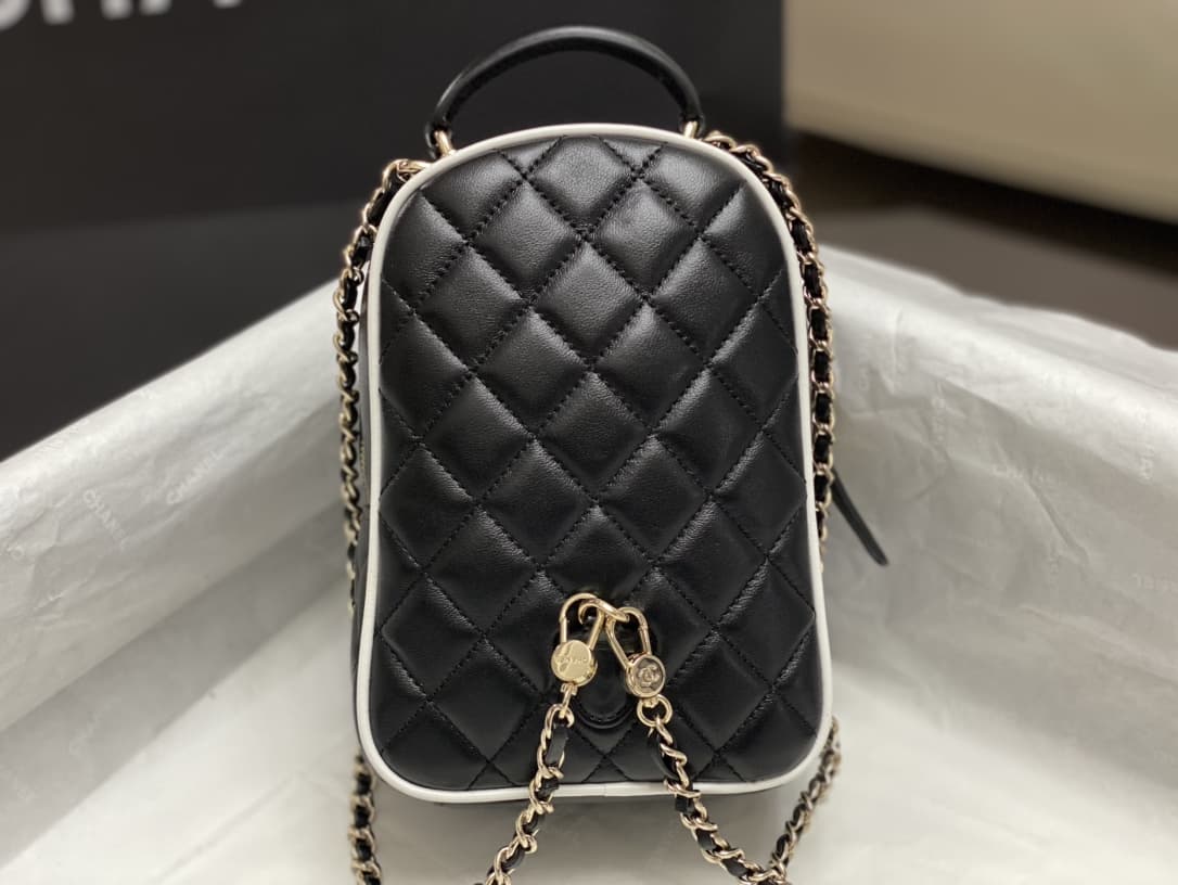 Chanel Mini Backpack Lambskin & Gold-Tone Metal AP3753 Black A