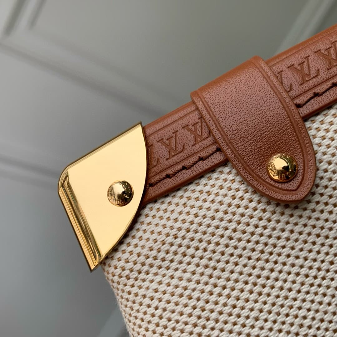 Louis Vuitton Side Trunk MM Ecru/Cognac Cotton and cowhide leather M14411 High