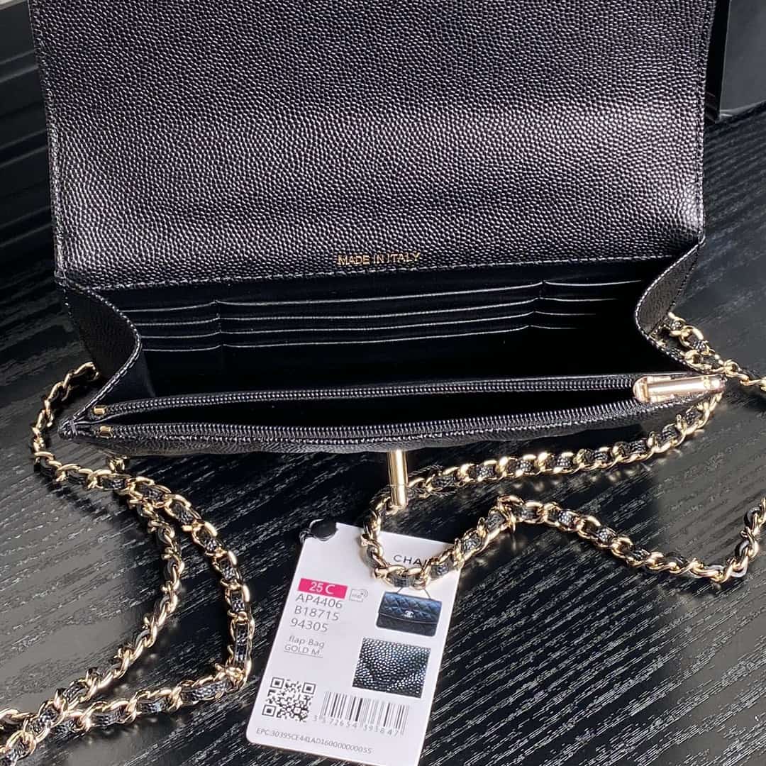 Chanel Mini Flap Clutch with Chain AP4406 Grained Calfskin & Gold-Tone Metal Black A