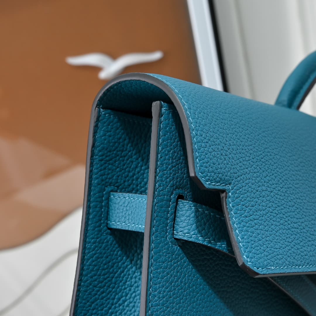 Hermes Kelly depeches Togo 36 briefcase In Blue CalfskIn WAX High