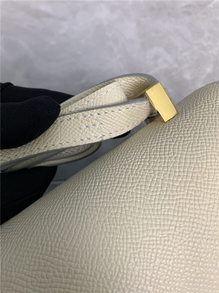 Hermes Mini Constance 18cm/24cm Epsom Bag Silver/Gold Metal Cream High