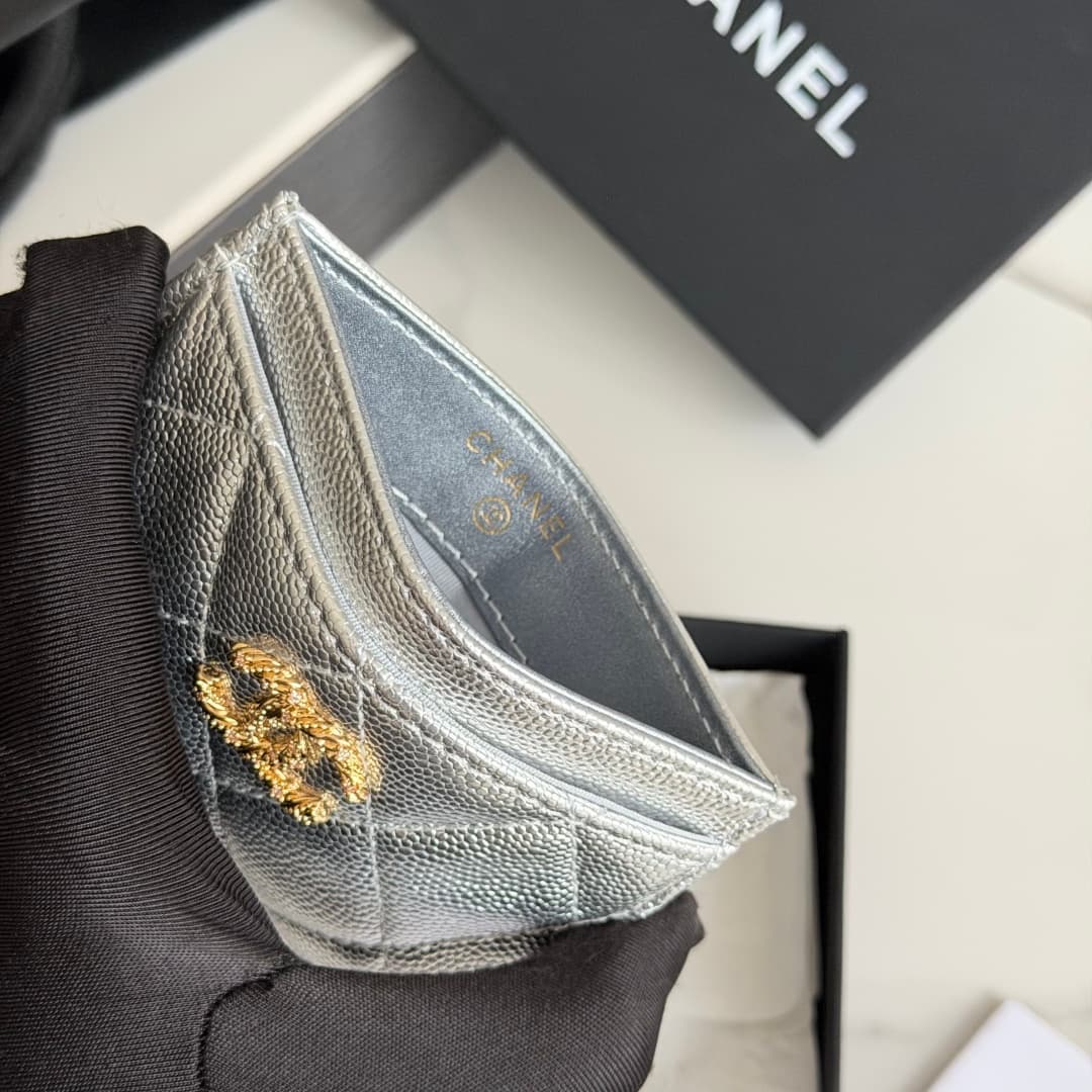 Chanel Card Holder Grained Calfskin Strass& Gold-Tone Metal AP5072 High
