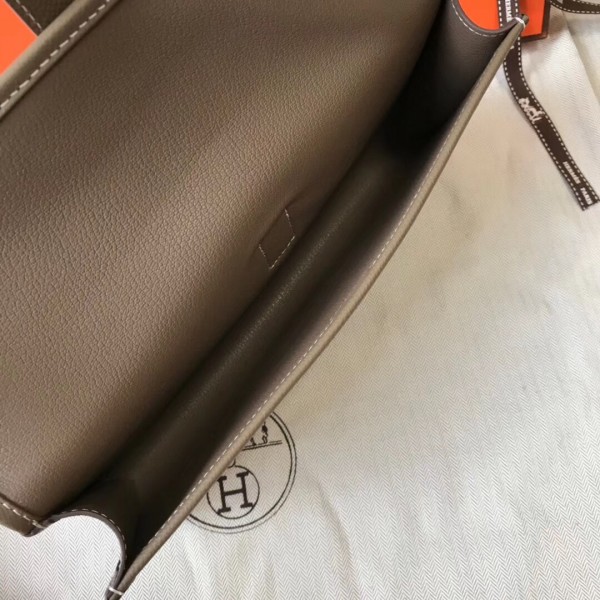 Hermes Jige Elan 29 Clutch Bag Epsom Leather WAX Grey Blue High
