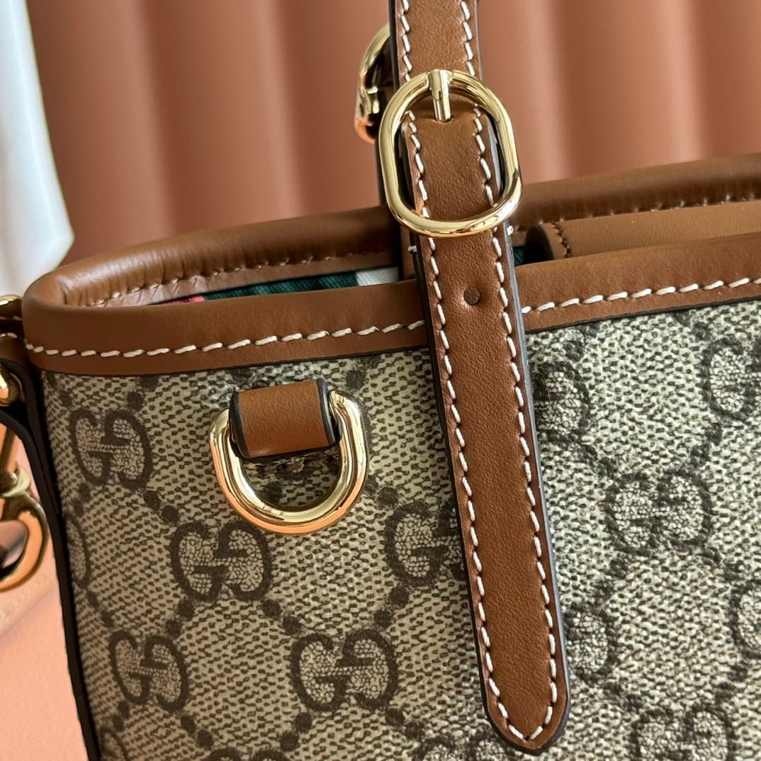 Gucci GG Emblem mini bag beige and brown GG fabric 855491 High