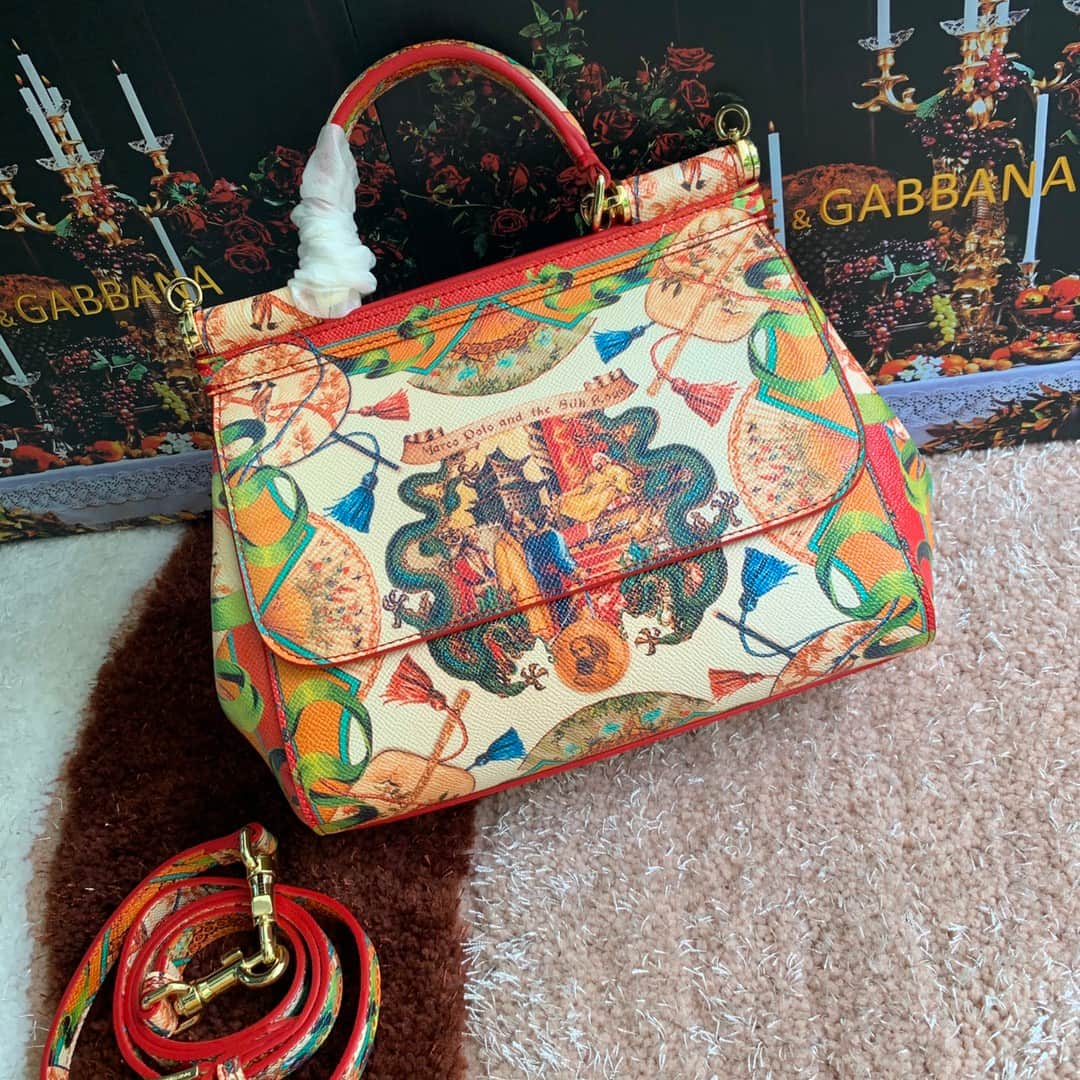 Dolce & Gabbana Miss Sicily top handle bag with vibrant floral print  high