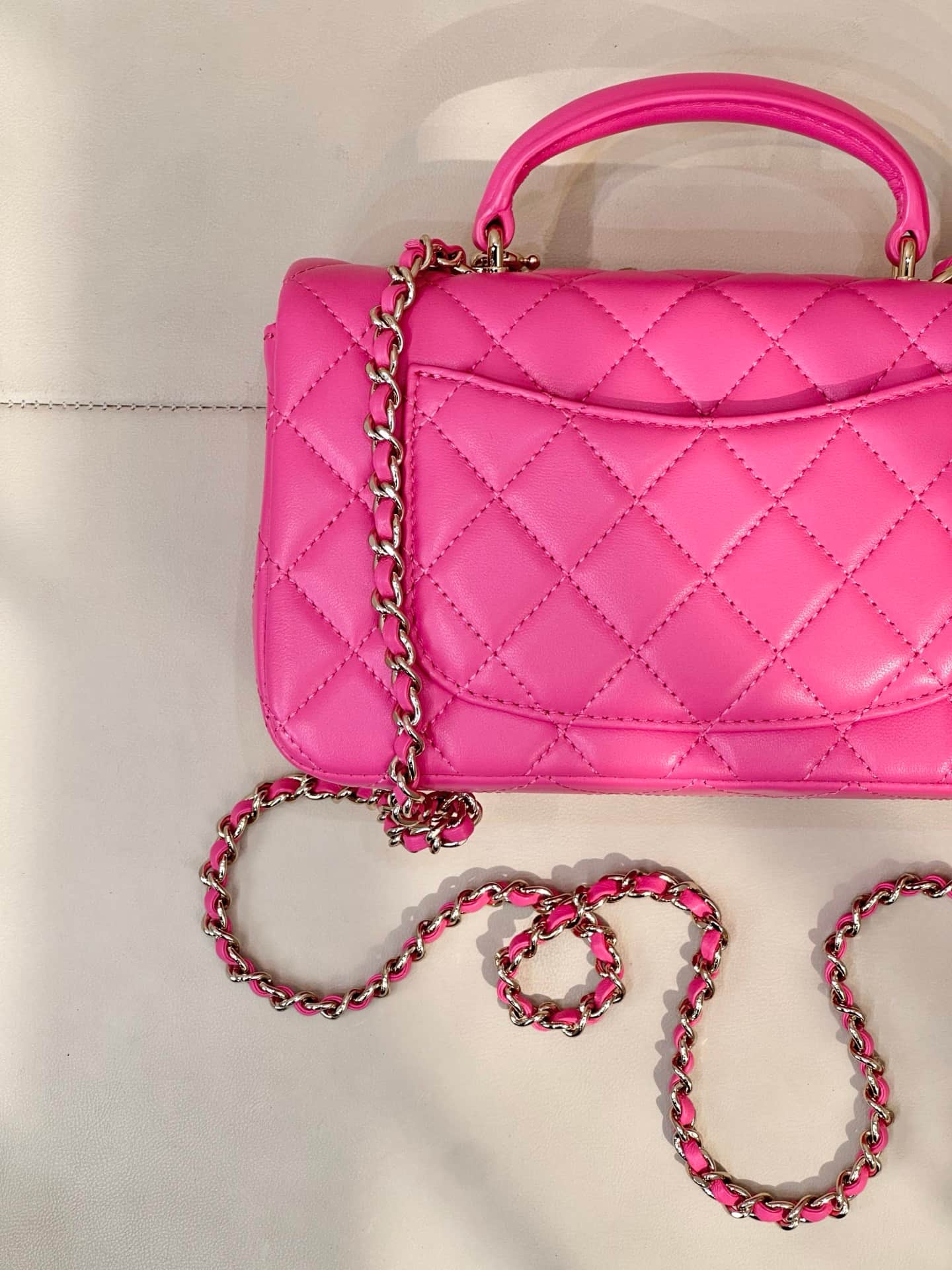 Chanel Mini Classic Handbag Lambskin Strass & Gold-Tone Metal AS2431 rose red TOP