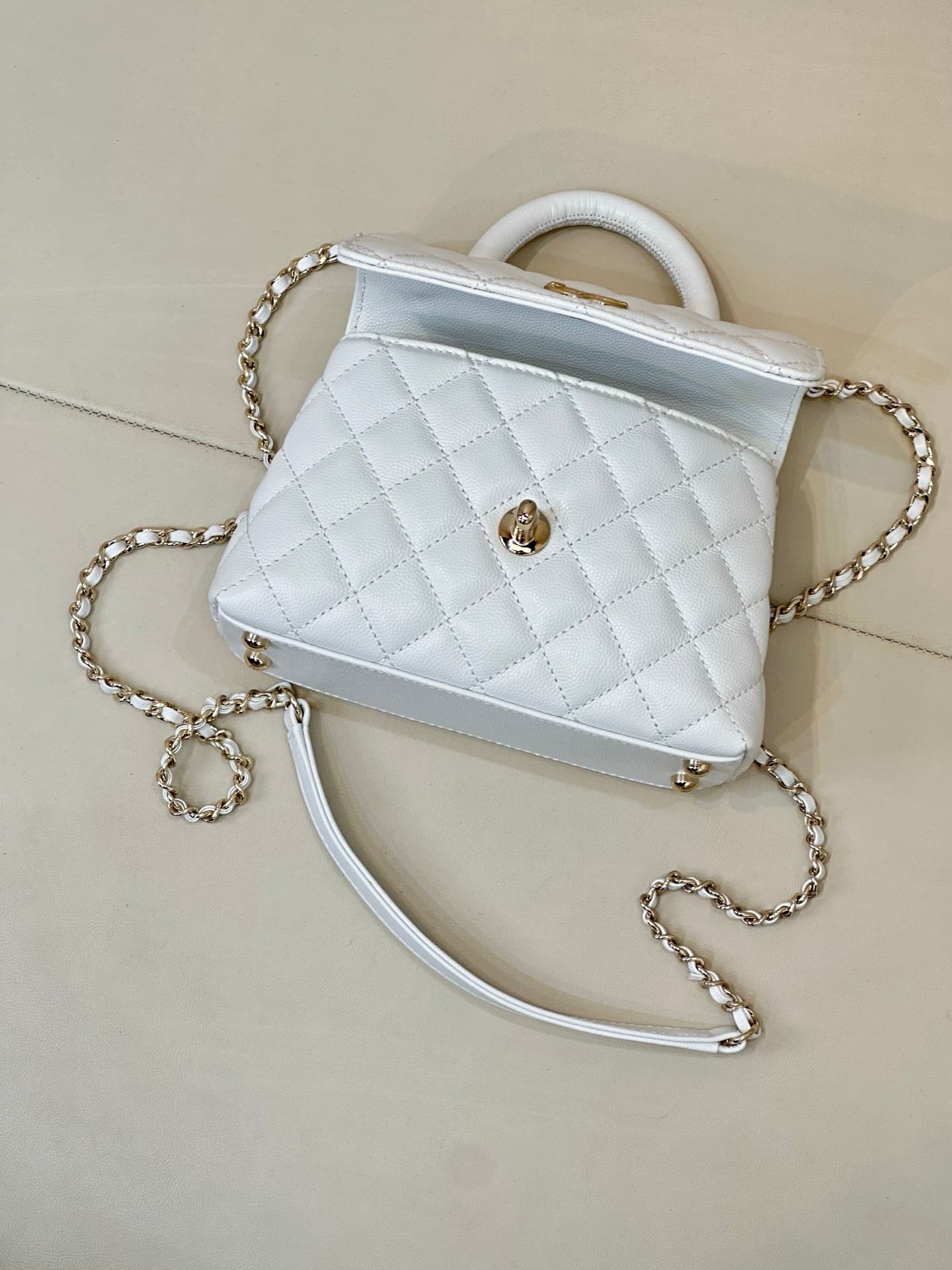Chanel Mini Flap Bag with Top Handle Grained Calfskin & Gold-Tone Metal AS2215 TOP