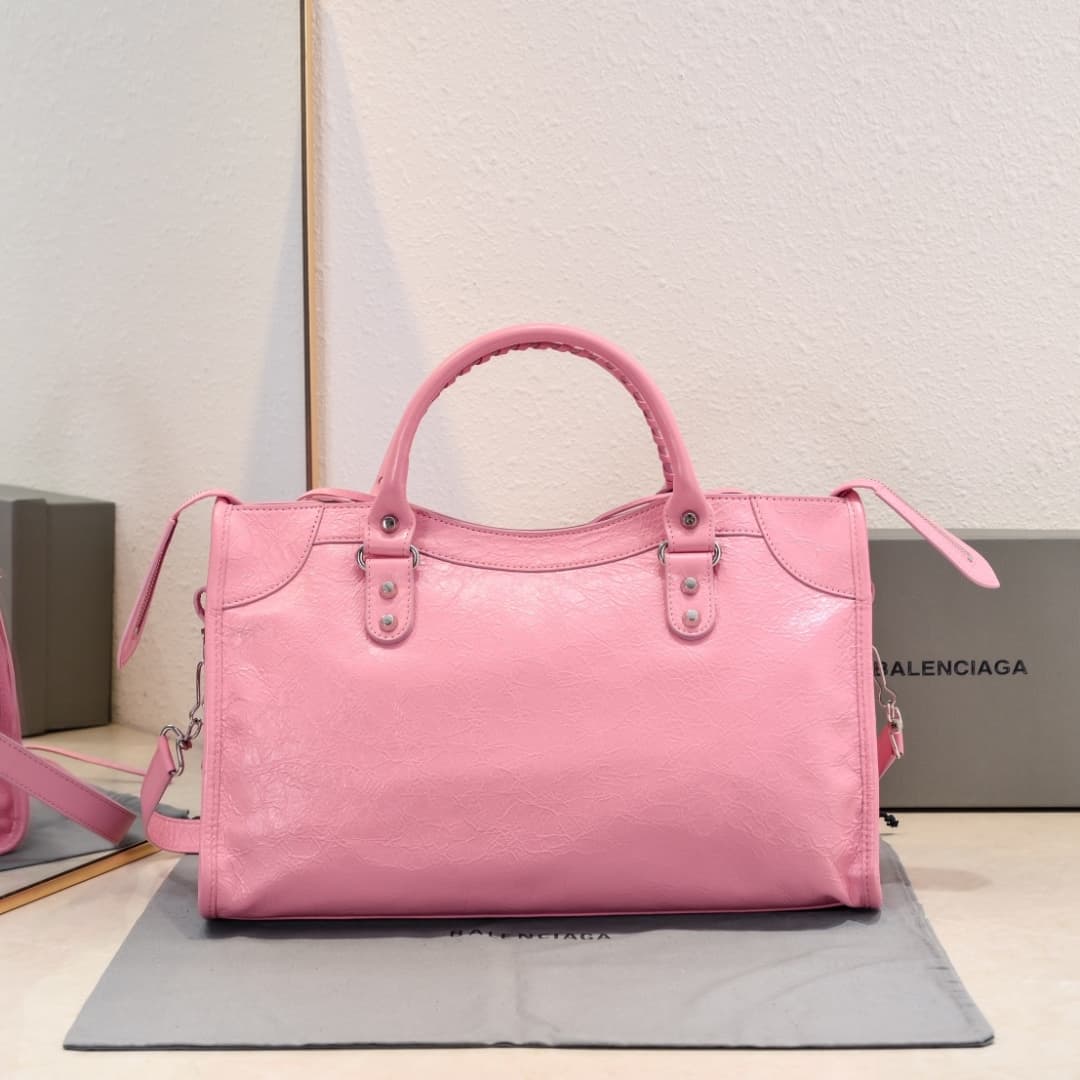 WOMEN'S LE CITY Medium Bag Silver Metal Pink High