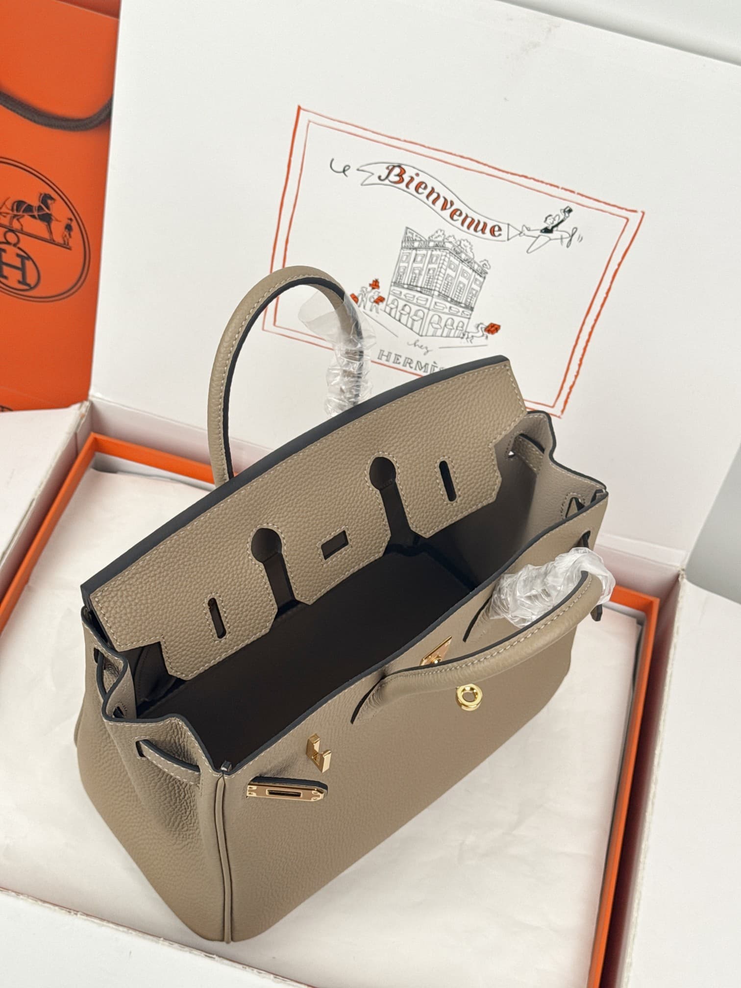 Hermes Birkin 25/30 Bag Togo Calfskin Leather Trench High
