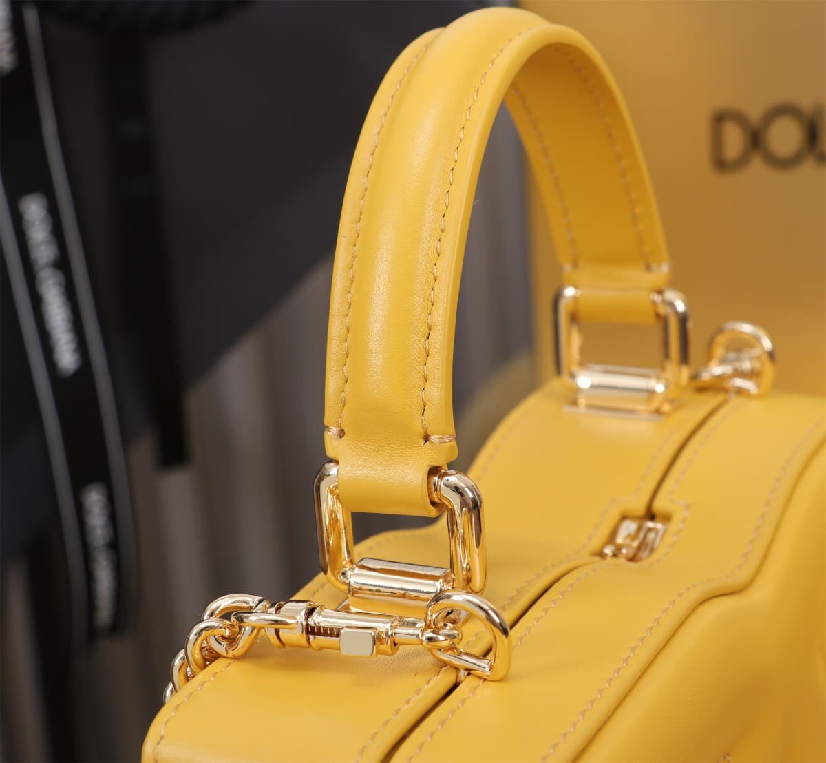 Dolce & Gabbana yellow leather DG Logo handbag high