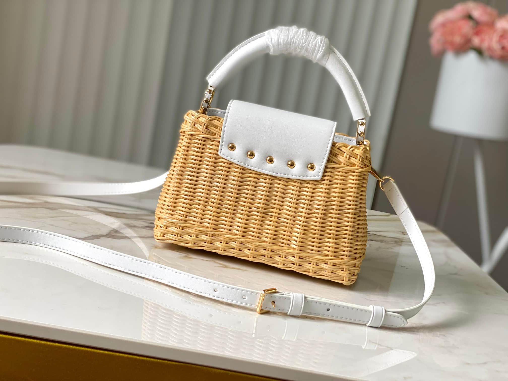 Louis Vuitton Capucines Mini Rattan and cowhide leather M26004 White Top