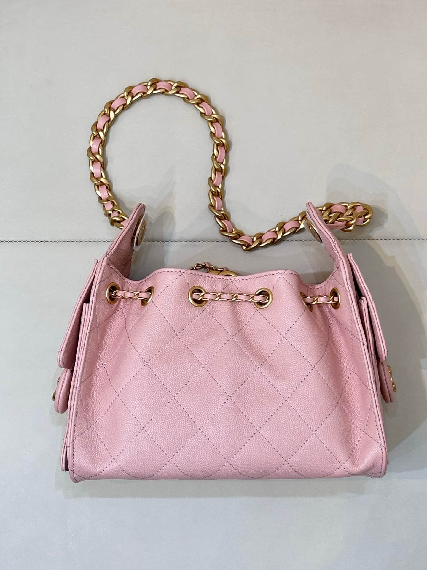 CHANEL 25 Mini Handbag AS5631 Grained Calfskin & Gold-tone Metal Pink TOP