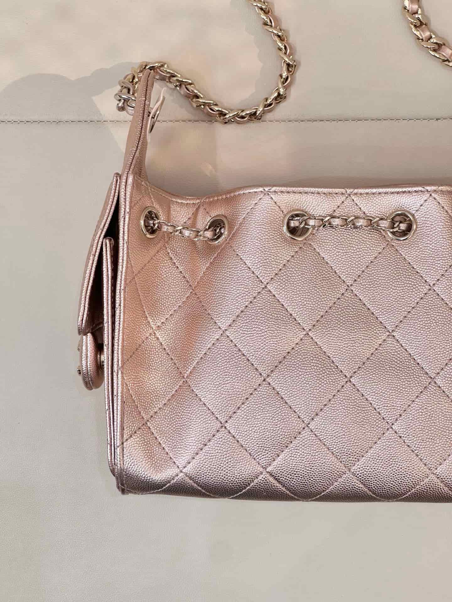 CHANEL 25 Mini Handbag AS5631 Grained Calfskin & Gold-tone Metal Rose Gold TOP