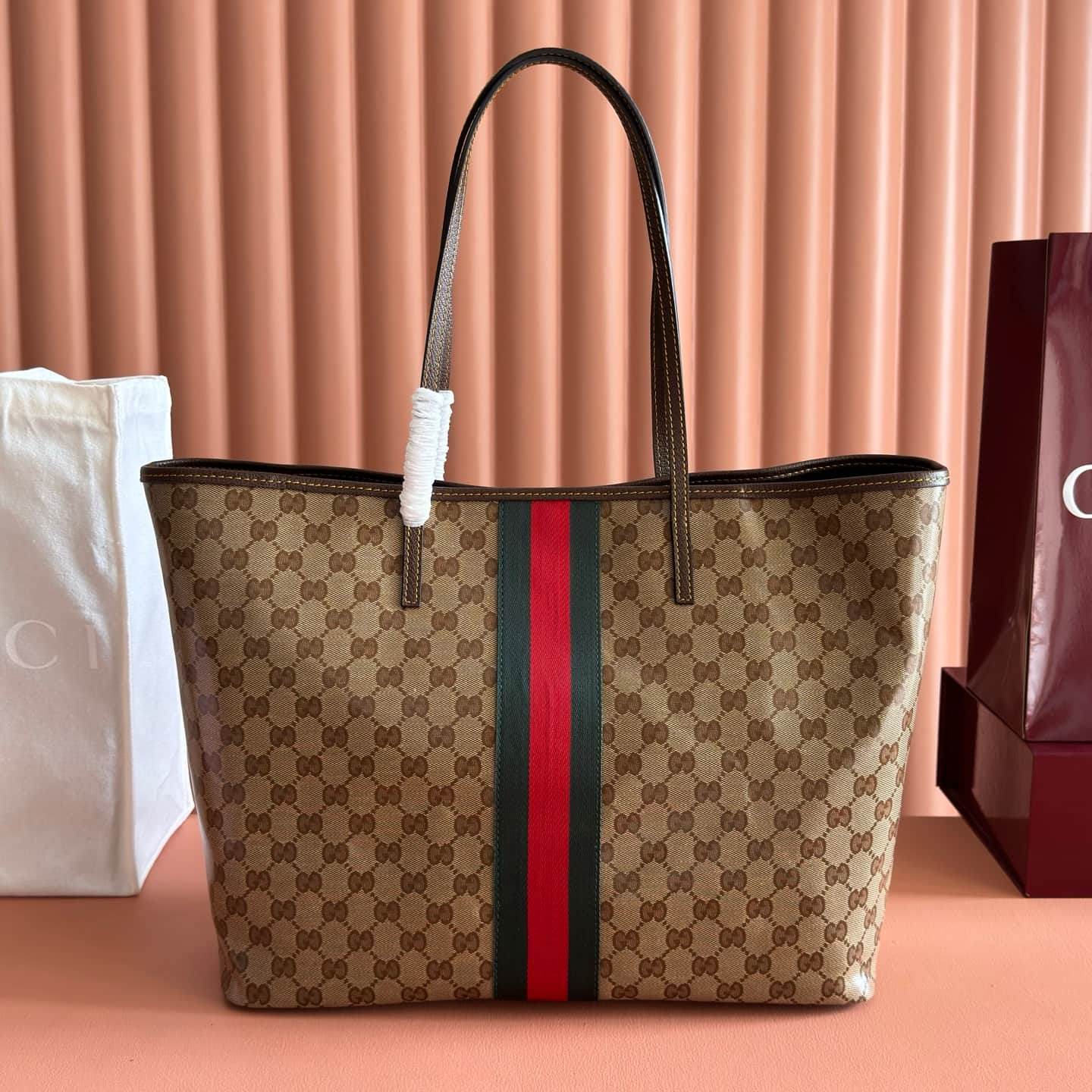 Gucci Tribeca large tote bag sand and brown GG canvas  ‎874745 High