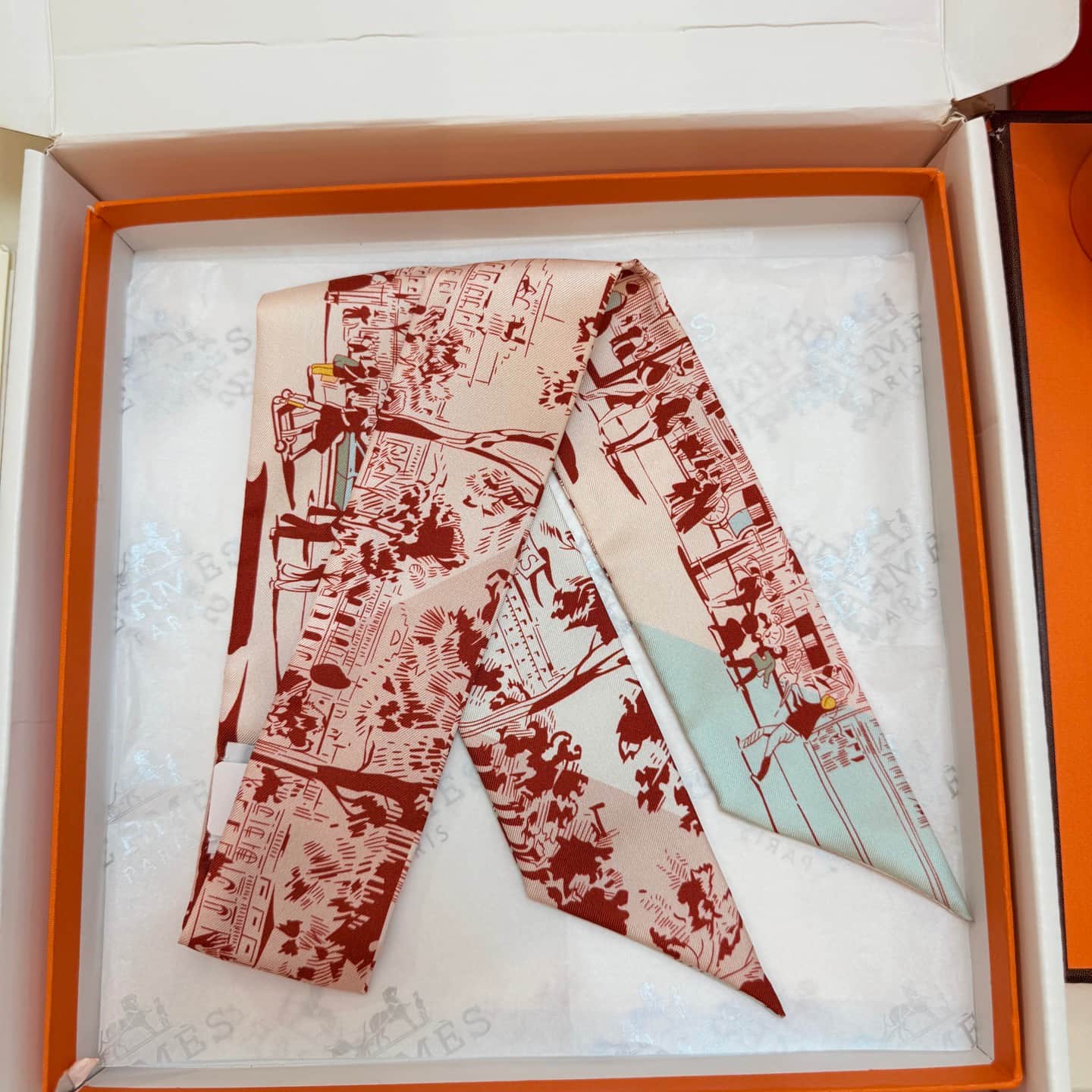 Hermes A l'Ombre des Boulevards Twilly scarf