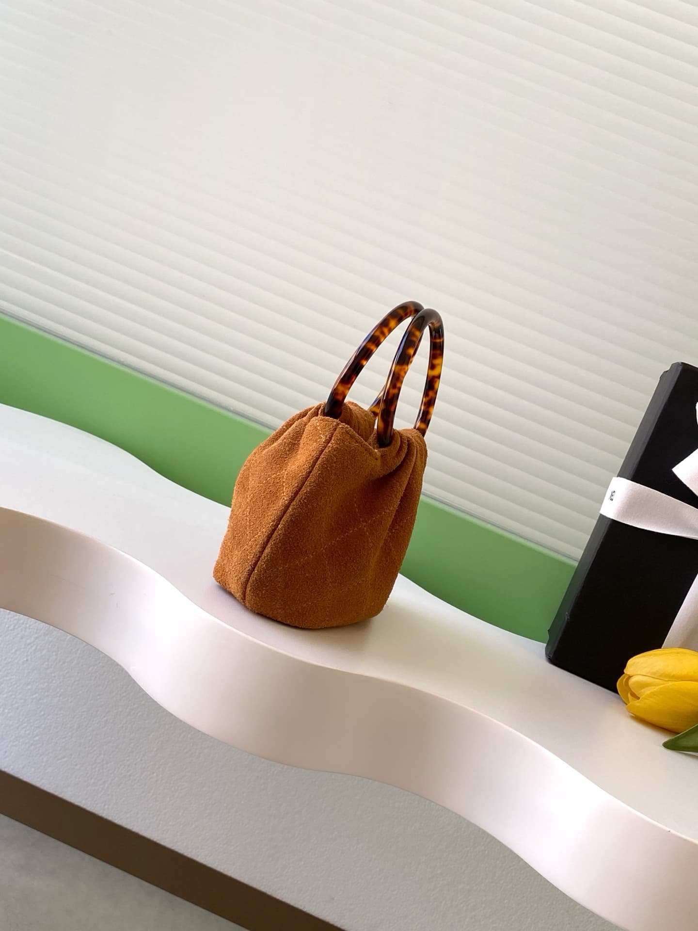 Chanel Mini Hobo Bag Suede Calfskin Turtoise-Shell Effect Plexi & Gold-Tone Metal Camel AS4981 High