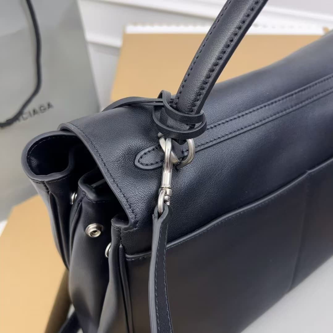 Balenciaga Rodeo Medium Bag in Black Leather With Silver-Tone Metal High