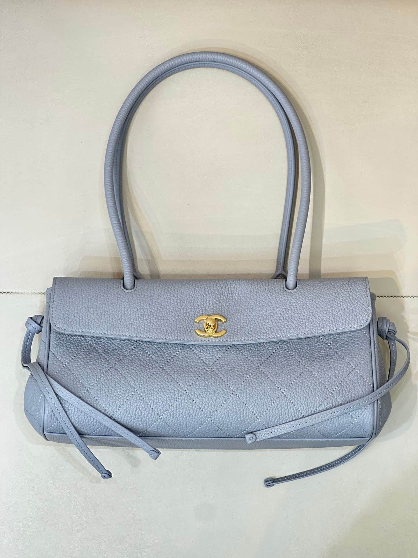 Chanel SMALL SHOPPING BAG Grained Calfskin & Gold-Tone Metal Blue AS6288 TOP