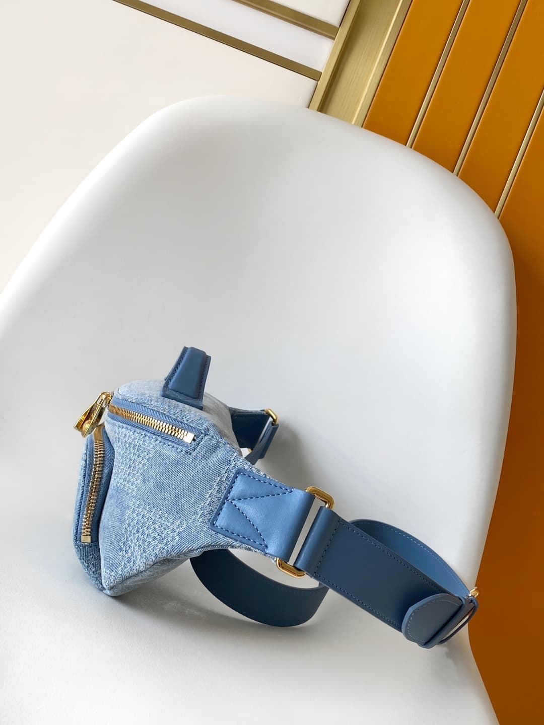 Louis Vuitton Rush Bumbag Denim Blue Damier Denim 3D cotton canvas N00205 High