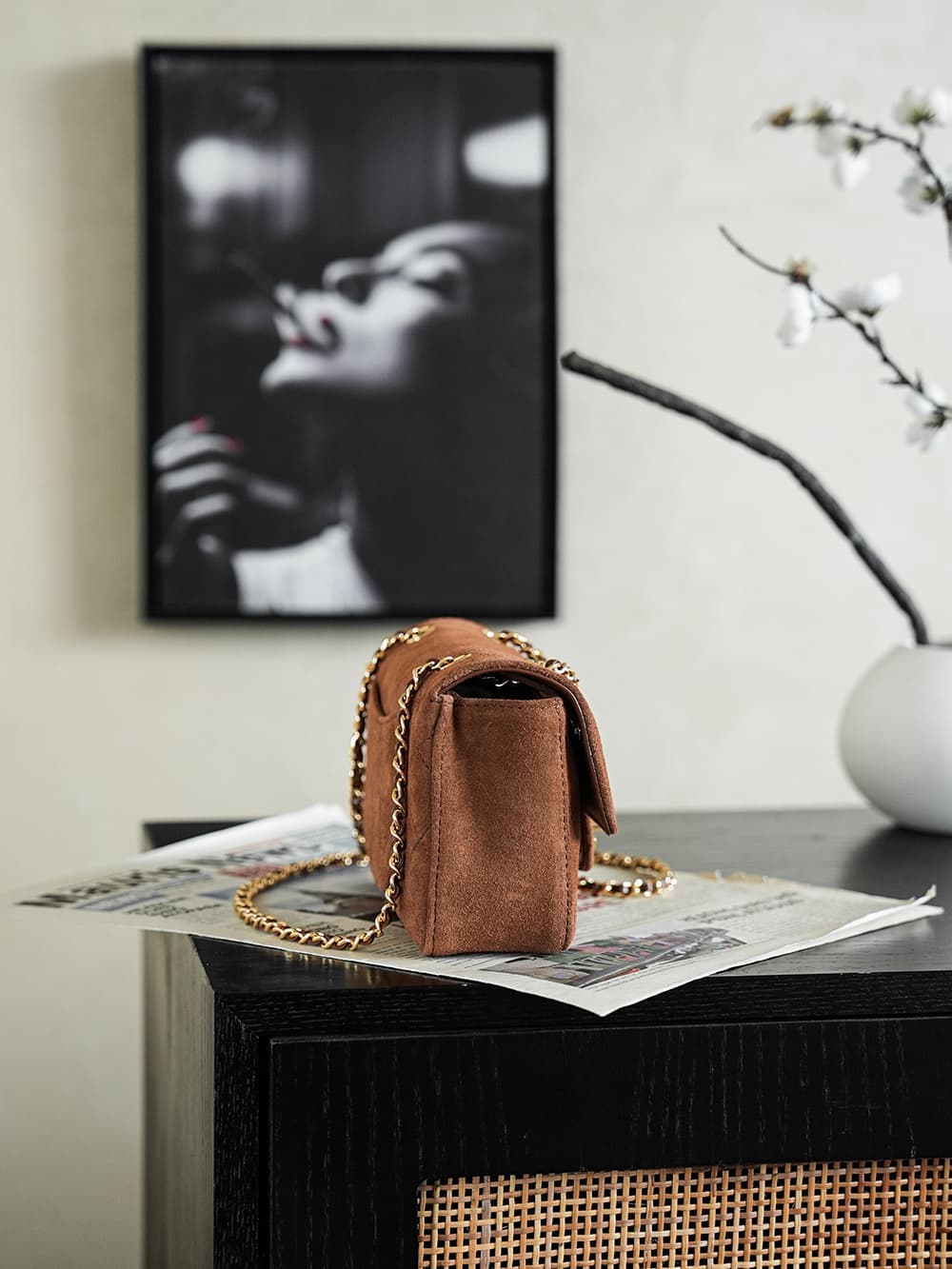 Chanel Maxi Flap bag Suede Calfskin & Gold-Tone Metal Caramel AS6627 A
