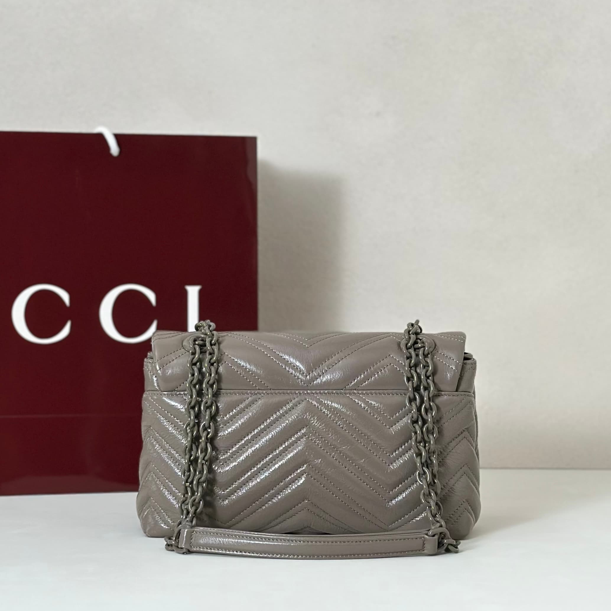 Gucci GG Marmont Small Shoulder Bag 855371 Grey High