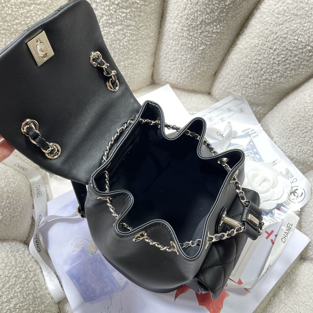 Chanel Small Quilted Duma Backpack Calfskin AS2908 Black High