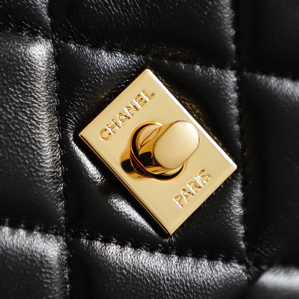 Chanel Flap Bag Lambskin & Gold-Tone Metal Black AS6449 A