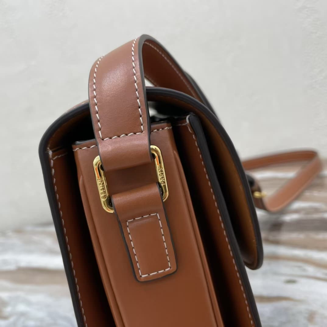 Celine Triomphe Medium Bag Calfskin Brown High
