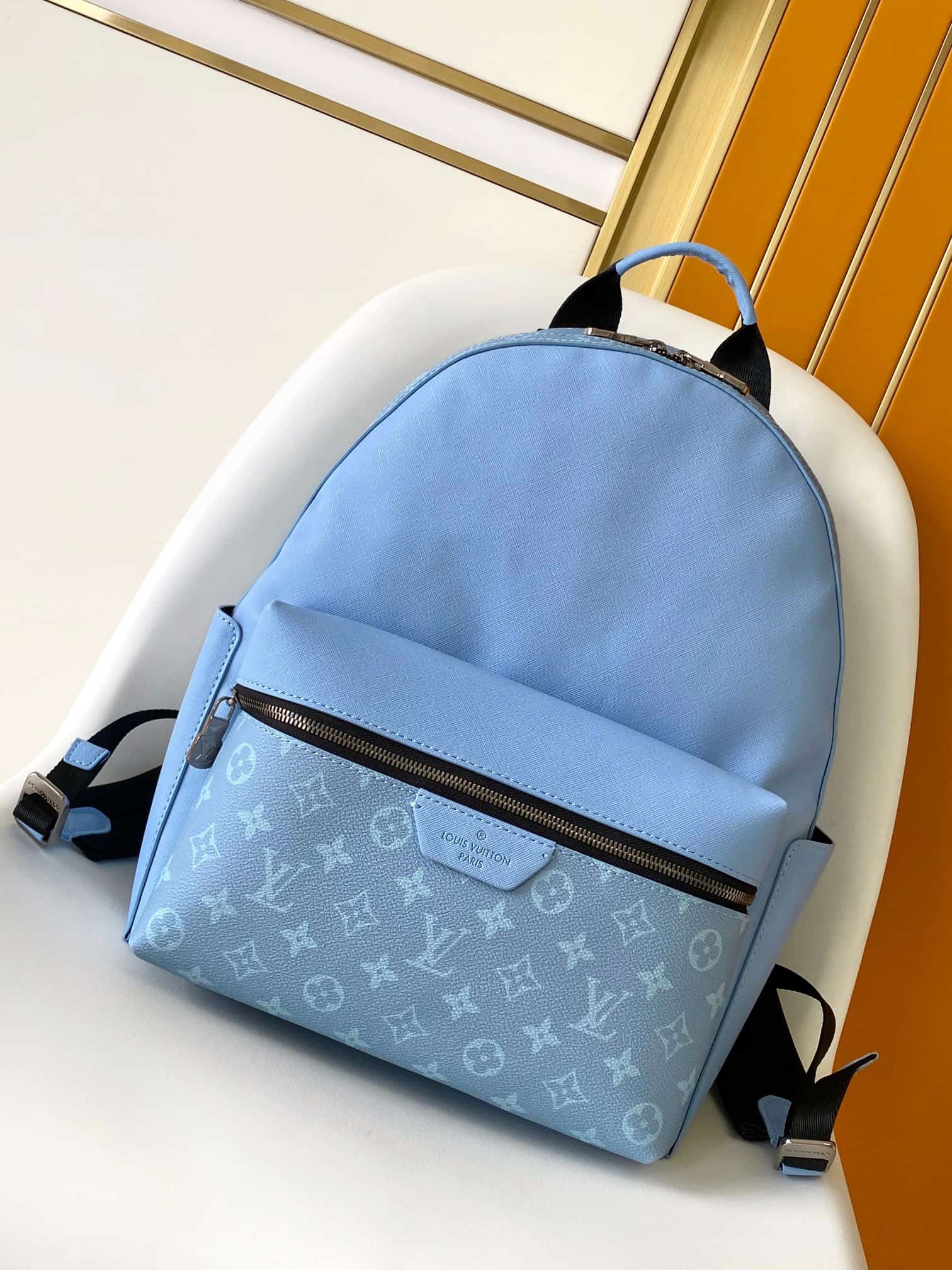 Louis Vuitton Taigarama Discovery Backpack Blue Denim M14072 High