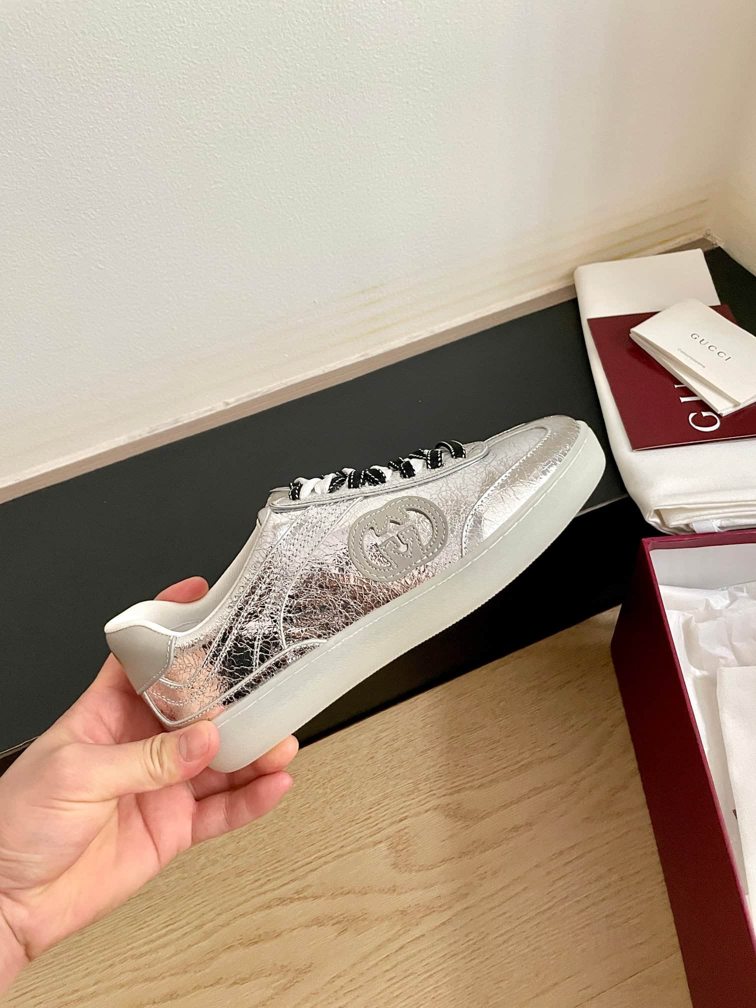 Gucci Women's G74 sneaker in textured leather