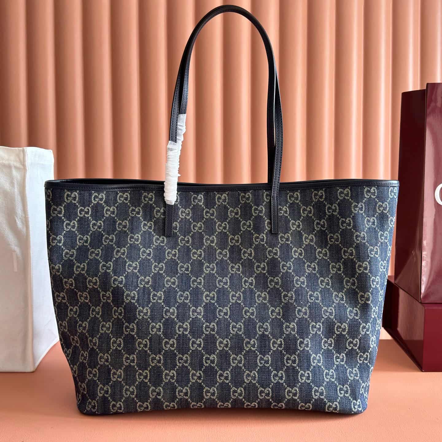 Gucci Tribeca large tote bag dark blue GG denim ‎874745 High