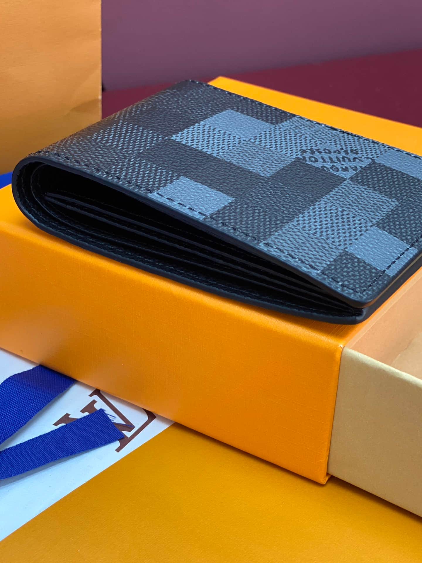 Louis Vuitton Slender Wallet Damoflage Black coated canvas M14927 High
