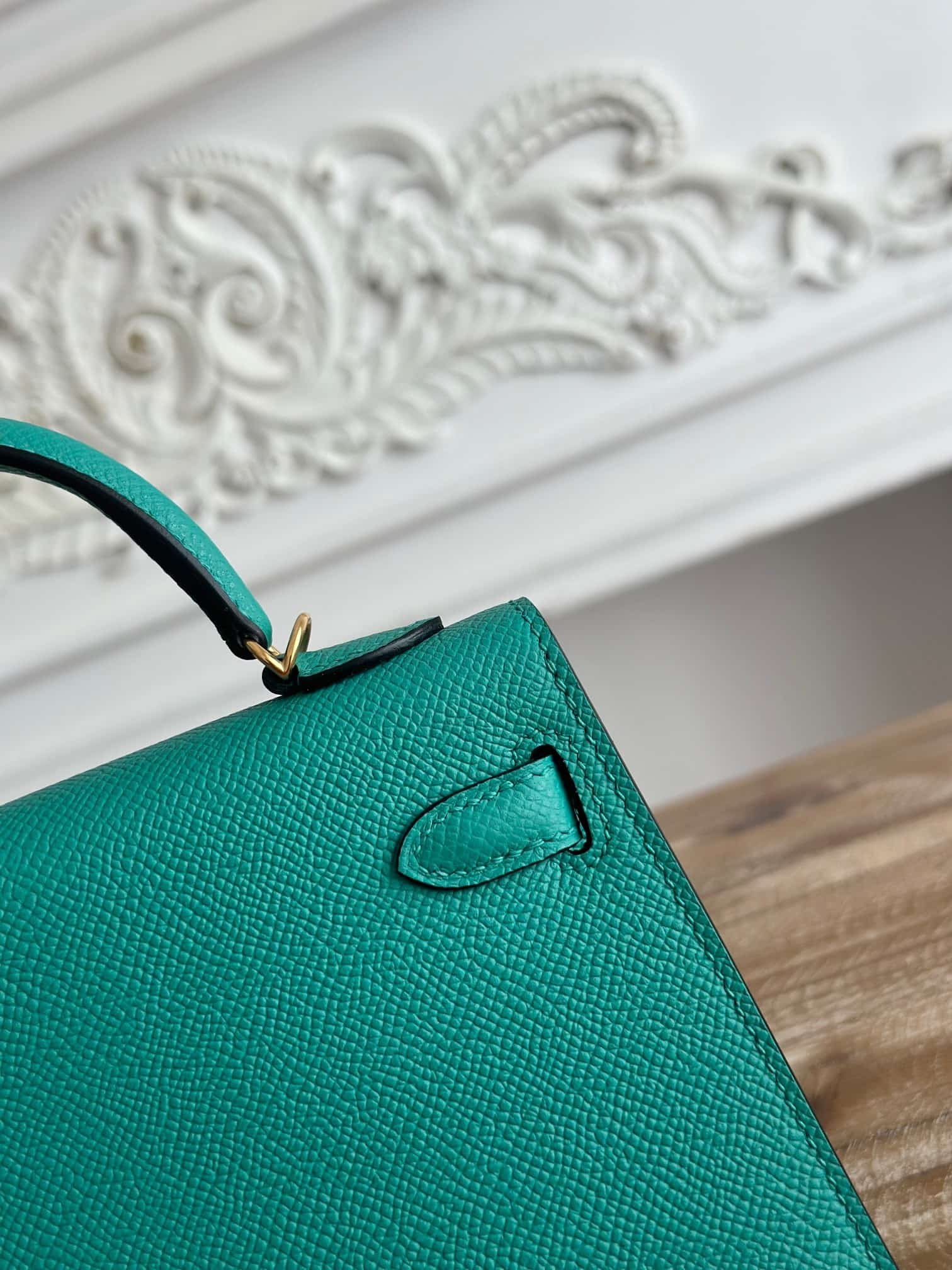 Hermes Kelly Mini II Bag Epsom Leather WAX Vert Veronese High