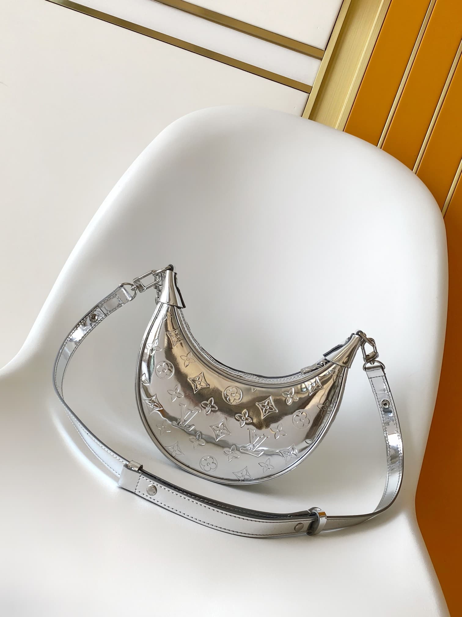 Louis Vuitton Loop Handbag Monogram Miroir Metallic Silver M11833 High