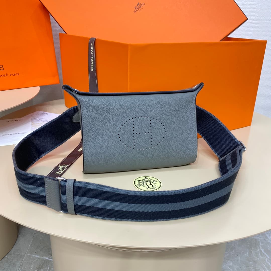 Hermès Videpoches Bag Togo Leather In Grey Blue WAX High