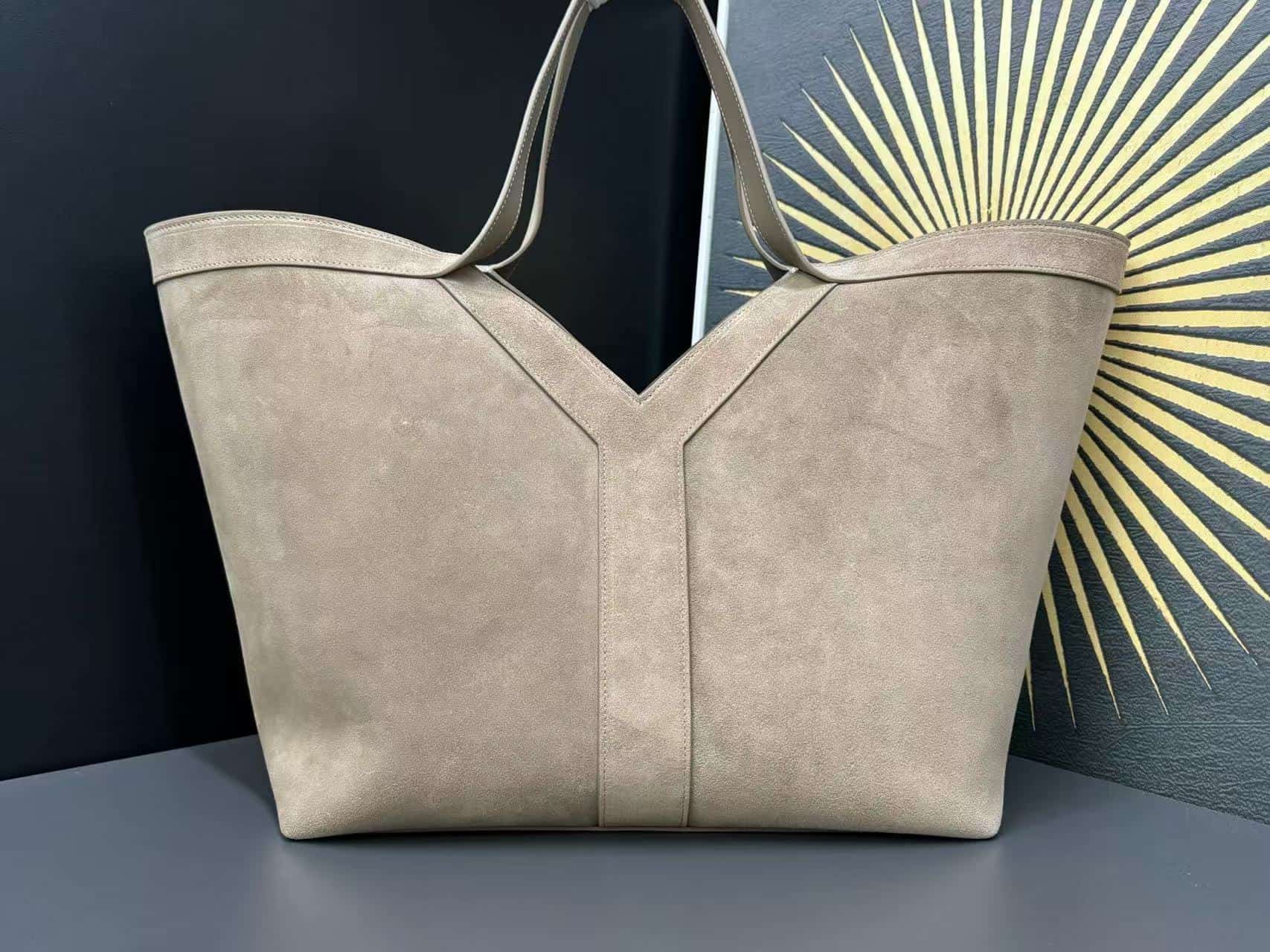 Saint Laurent Y tote in suede in Grey High