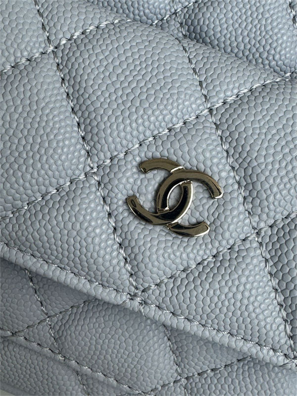Chanel Mini Backpack Grained Calfskin Gold-Tone Metal AP3753 Grey Blue A