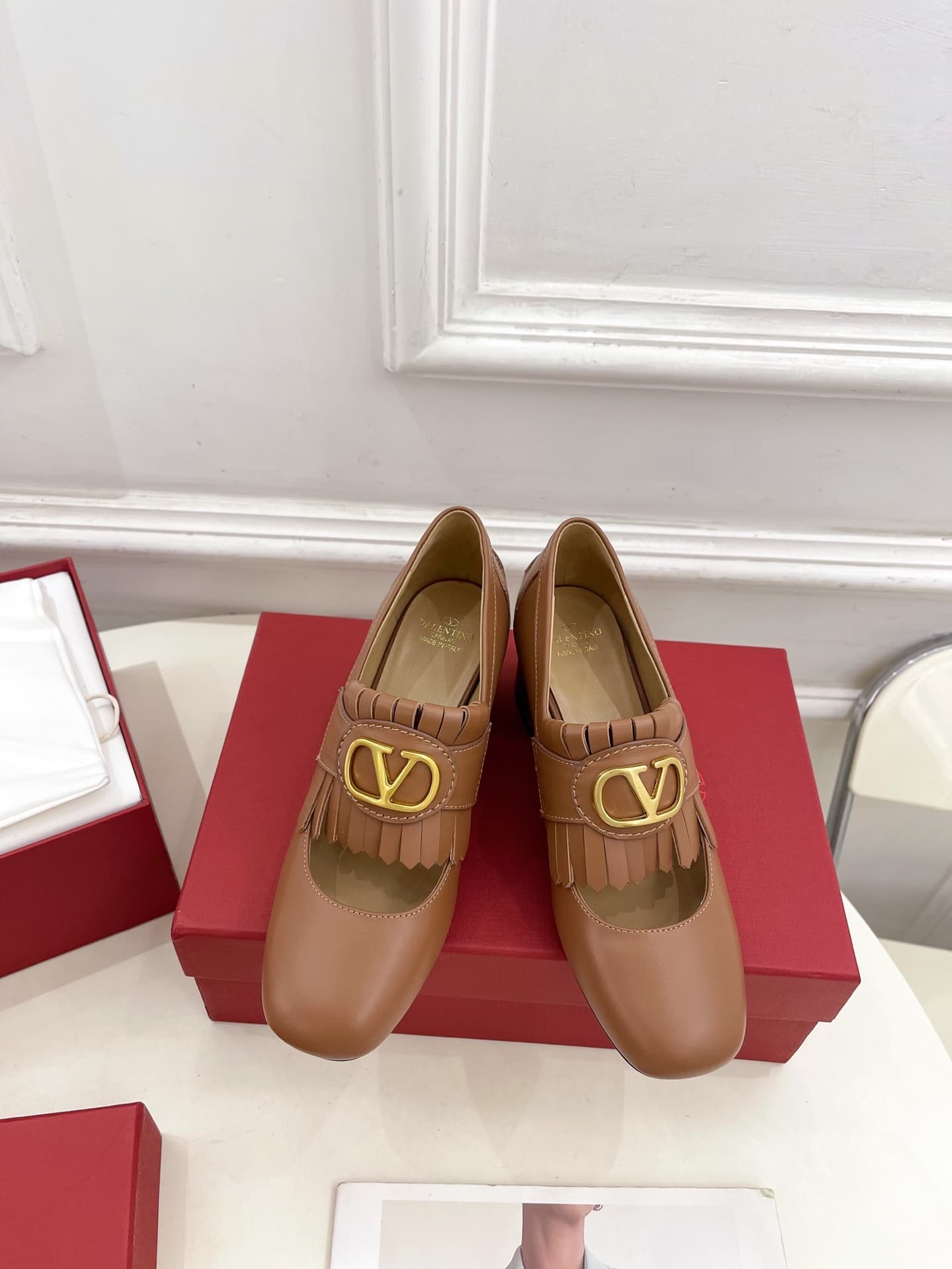 Valentino Vlogo Signature Fringed Calfskin Pump Shoes Women
