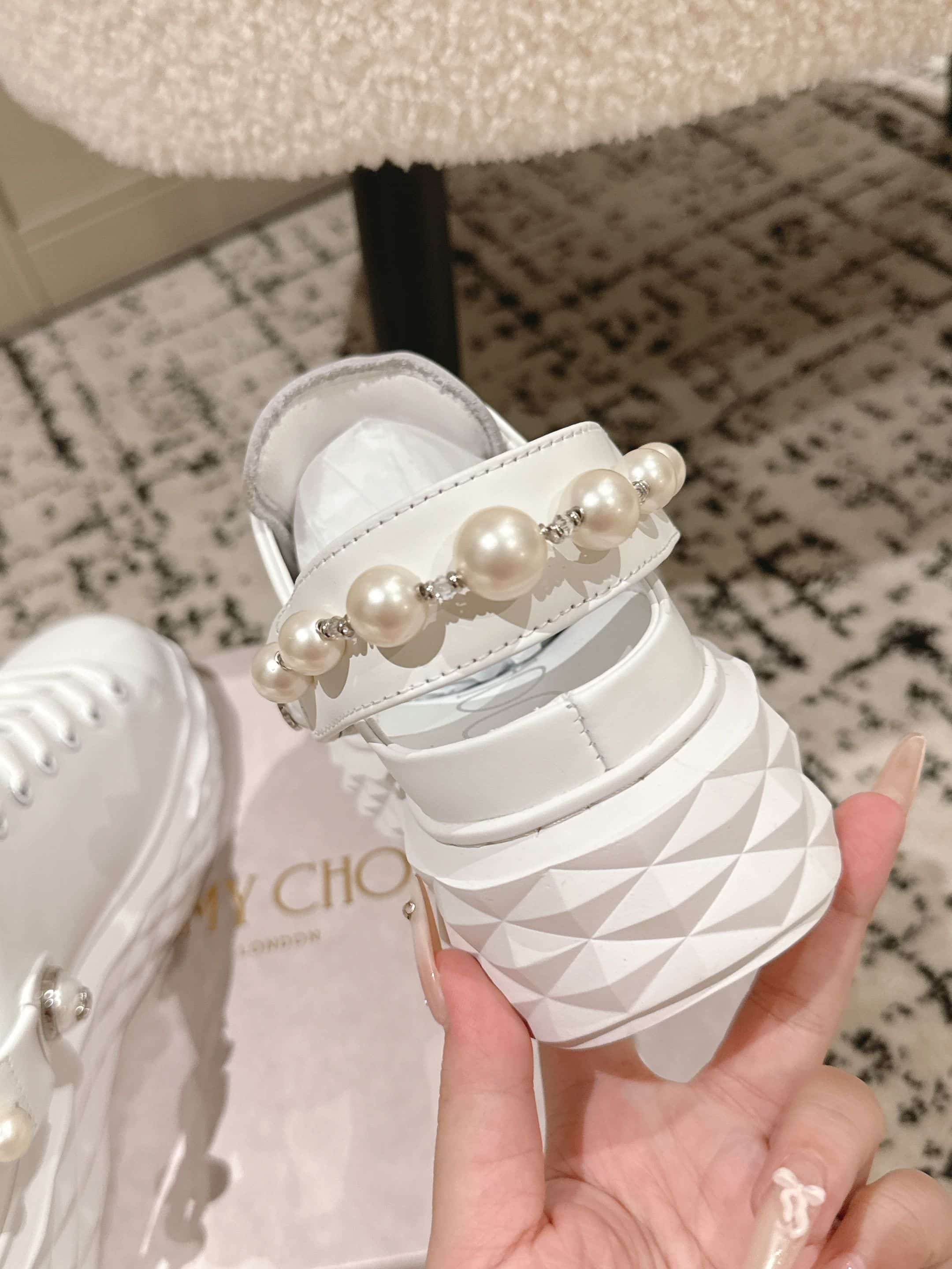 Jimmy Choo Diamond Maxi Crystal Nappa Leather Trainer shoes Women