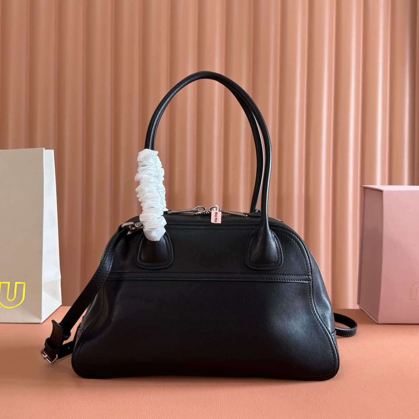 Miu Miu Vivant nappa leather bag Black 5bb199 TOP