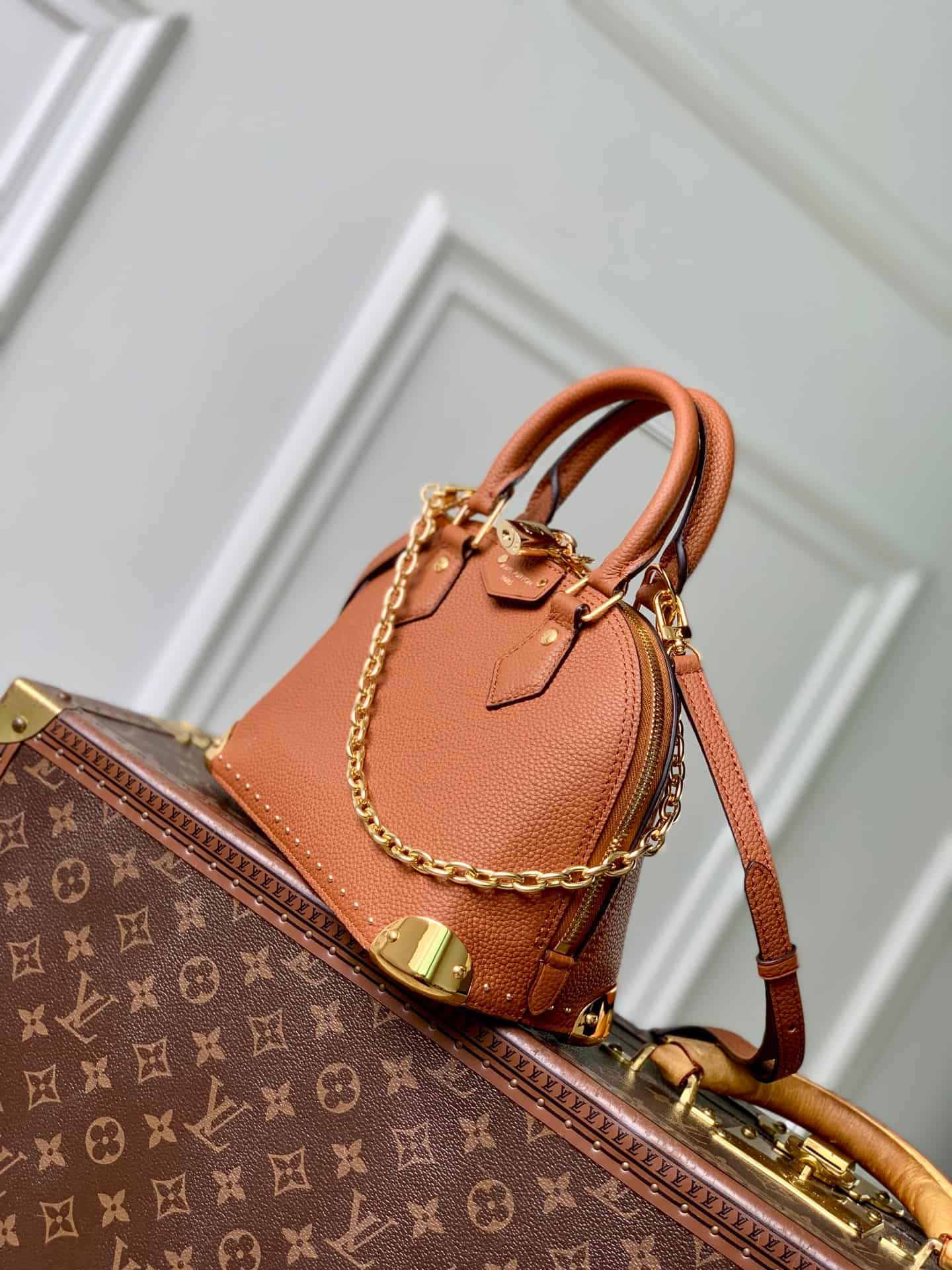 Louis Vuitton Alma Trunk BB Tan Calfskin leather M29091 High