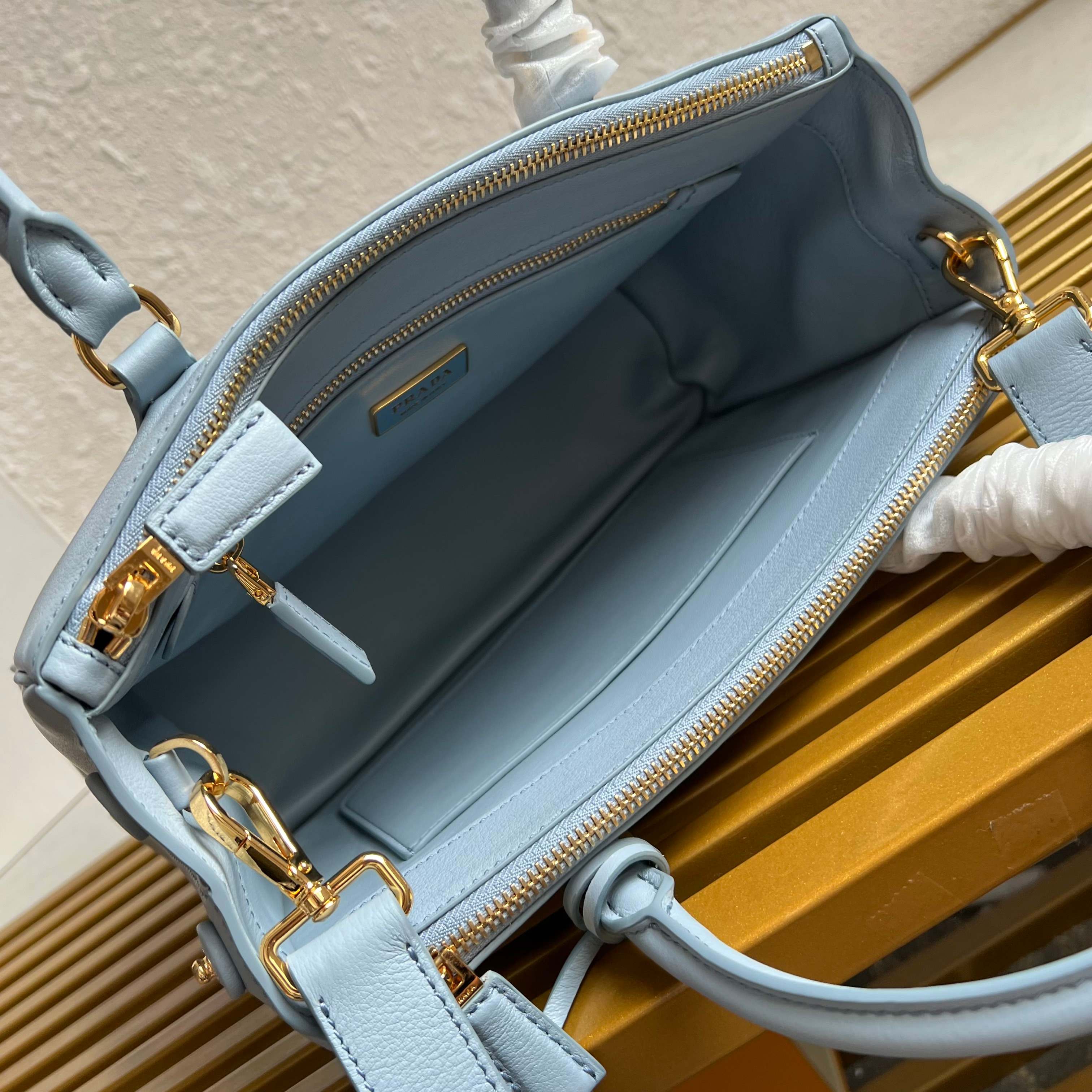 Prada Galleria small Saffiano leather bag 1BA896 Light Blue High