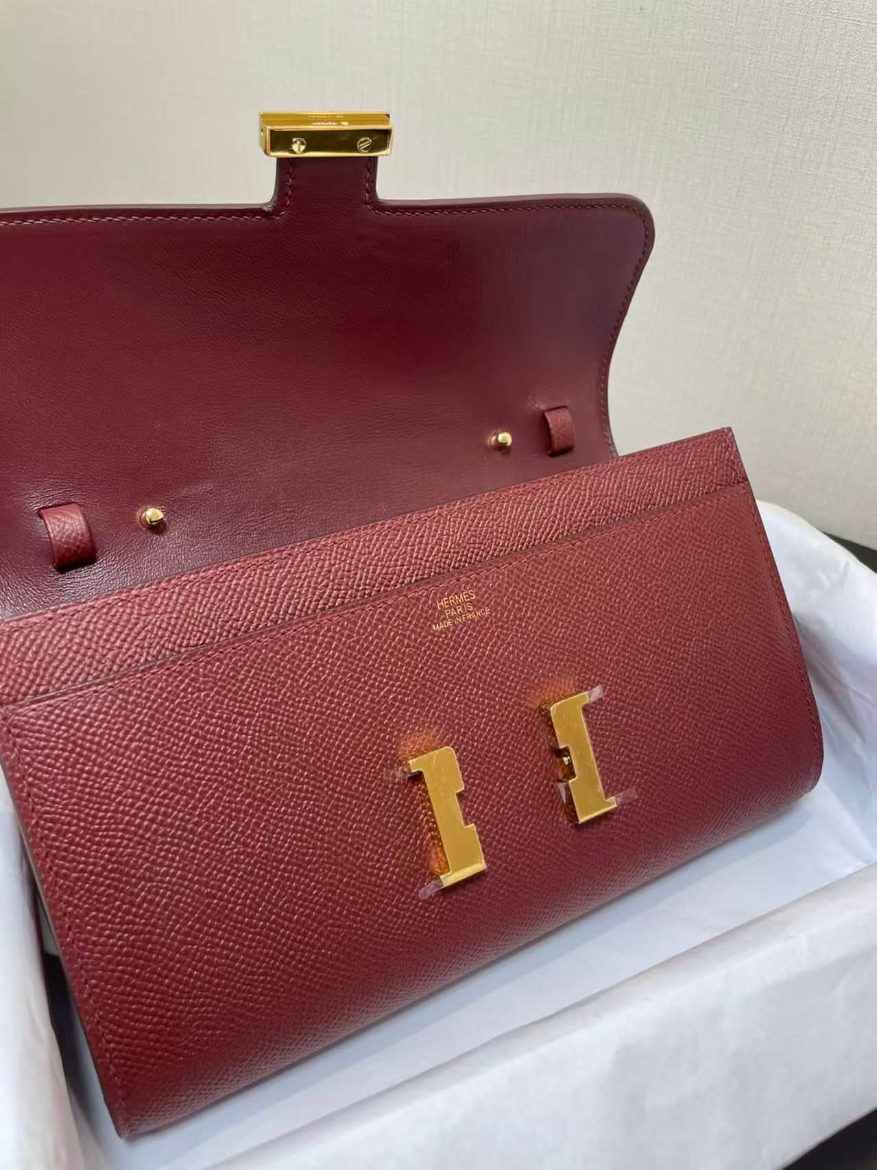 Hermes Constance Wallet To Go in Rouge H Wax High
