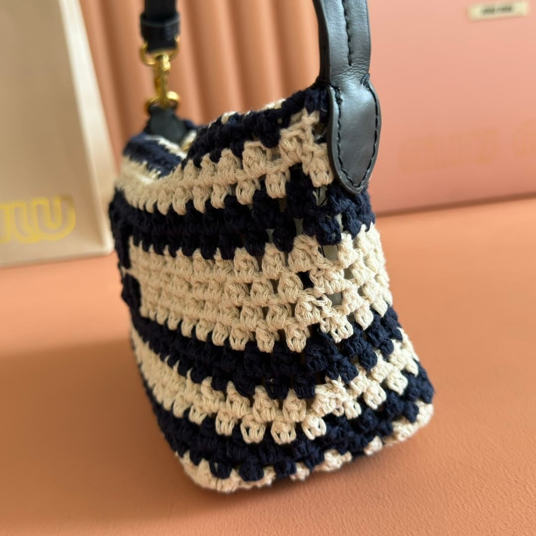 Miu Miu Stripe Crochet Cotton Pouch 5NE841 High