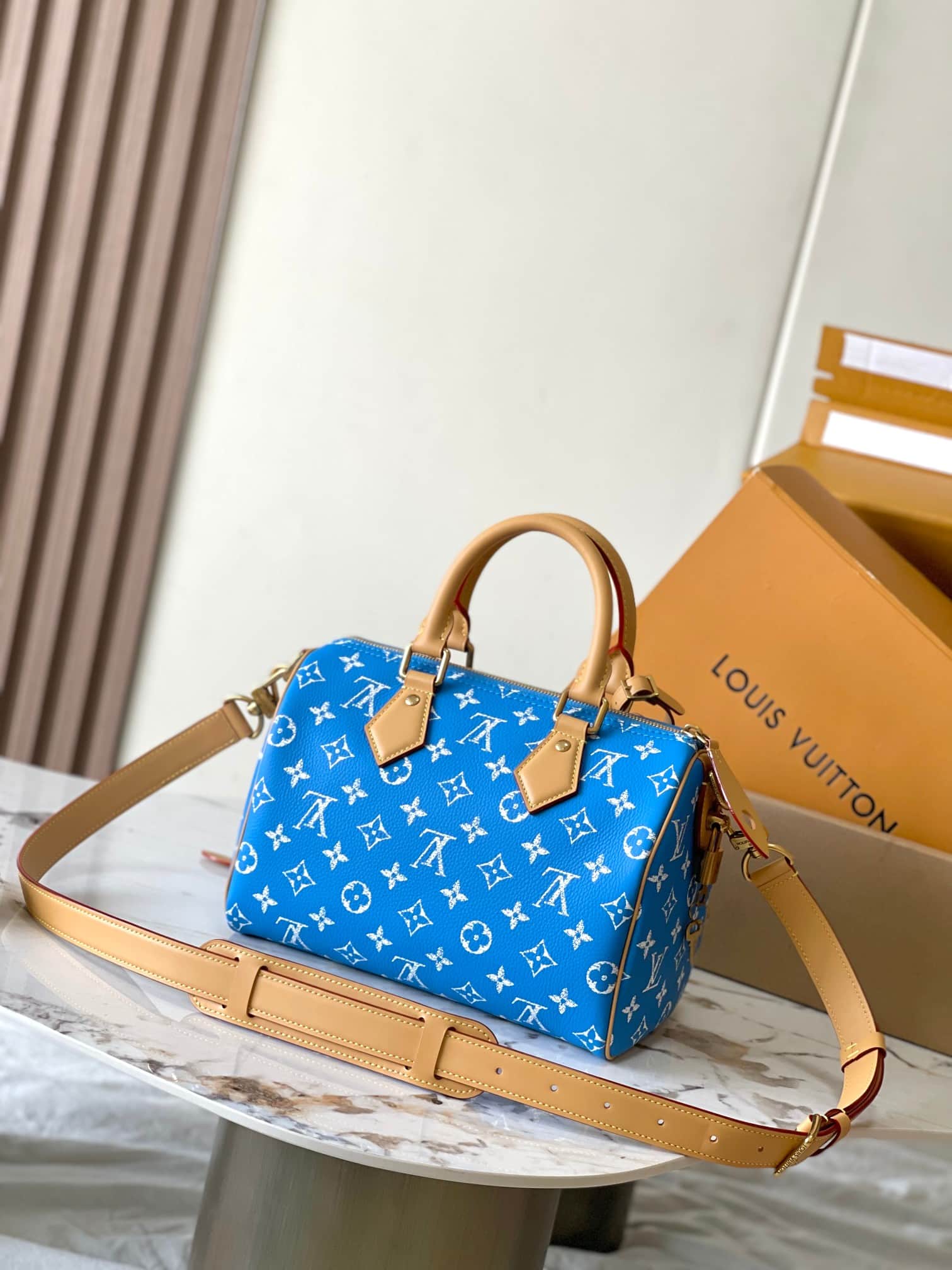 Louis Vuitton Speedy P9 Bandoulière 25 Soft calfskin Monogram Leather M24424 Blue TOP