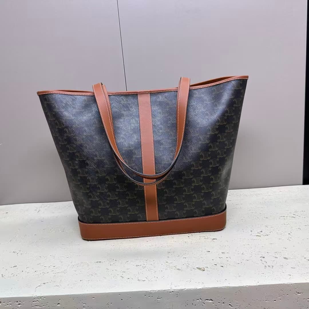 Celine Bucket IN Triomphe Canvas and calfskin high